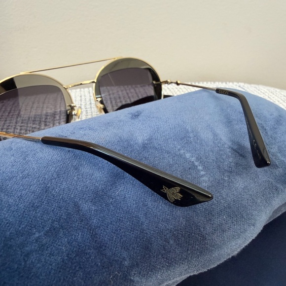 Gucci Gold Frame Sunglasses with Black tinted Lenses